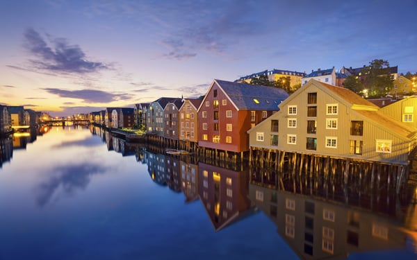 Trondheim waterfront in the evening, Norway