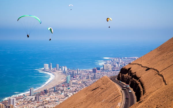 Paragliders over Iquique, Chile