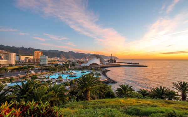 Sunset over Santa Cruz de Tenerife, Spain