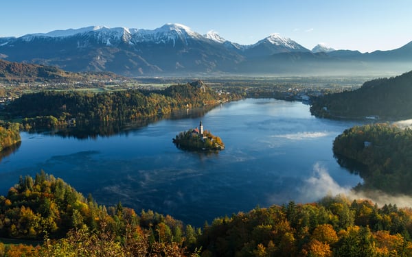Lake Bled, Slovenia, one of the many lakes you can combine with a river cruise holiday