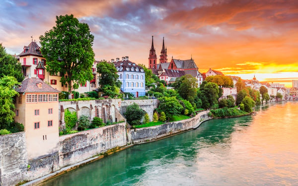 Rhine river, Basel old town, Switzerland