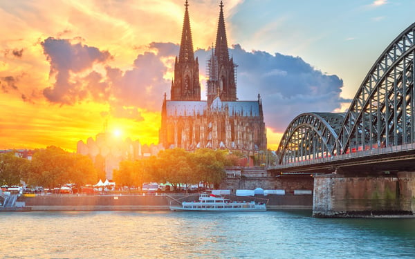 Sunset over Cologne cathedral, Germany