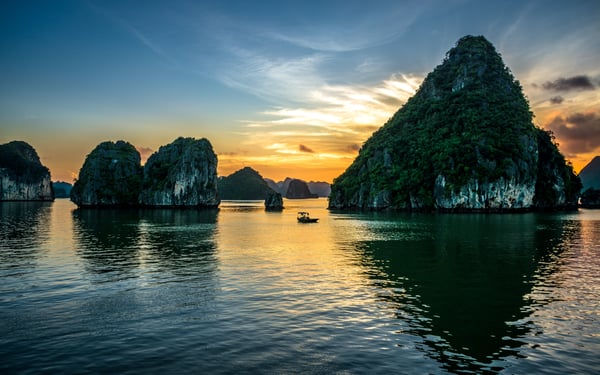 Sunset over Halong Bay, Vietnam