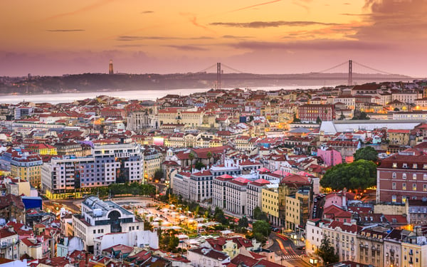 Lisbon skyline at sunset