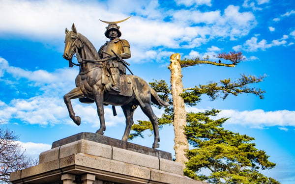Date Matsumune statue in Sendai, Japan