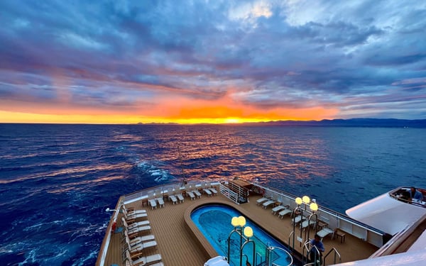 Sunset in Antibes on board SeaDream I