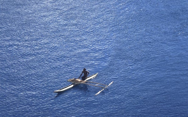 Traditional canoe off Garove island, Papua New Guinea
