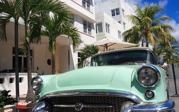 Vintage car in South Beach, Miami