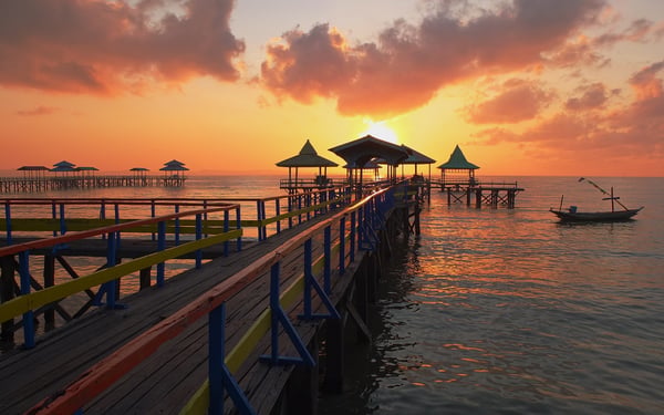 Sunrise at Kenjeran Beach, Surabaya, Indonesia
