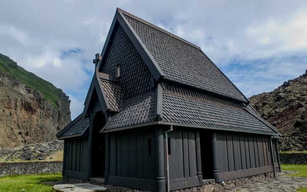 Black church in Heimaey, Westman Islands, Iceland