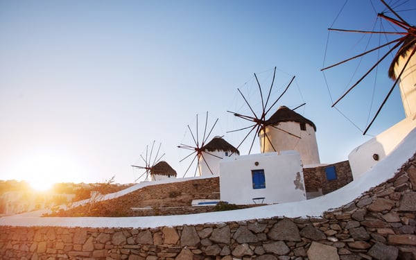 Windmills in Mykonos, Greece