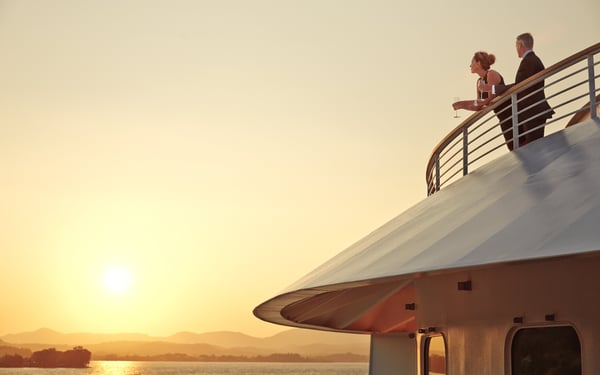 Couple on veranda on Seabourn
