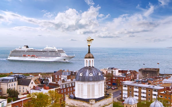 Viking Venus in Portsmouth as part of her 2021 summer programme cruising around the UK