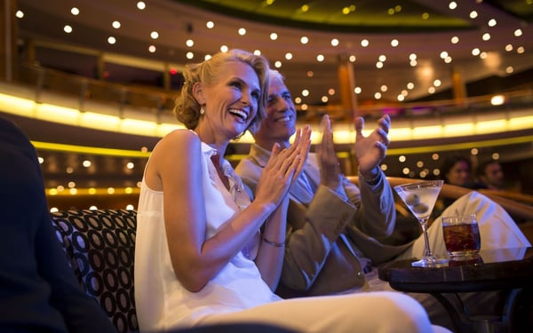 Guests on board Regent Seven Seas Voyager in the Theatre