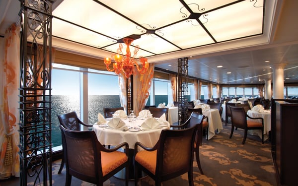 The café terrace interior of Oceania's Marina and Riviera ships