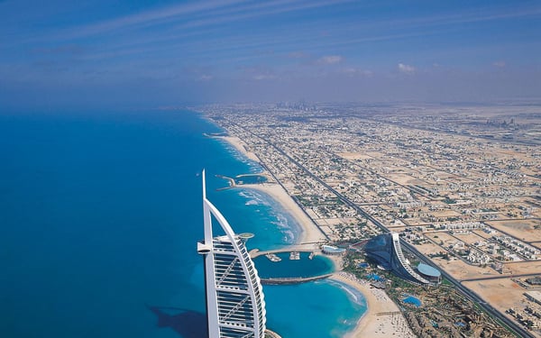 Aerial view of the Burj Al Arab, Dubai