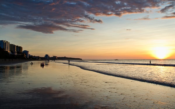 Sunset over Manta beach, Ecuador