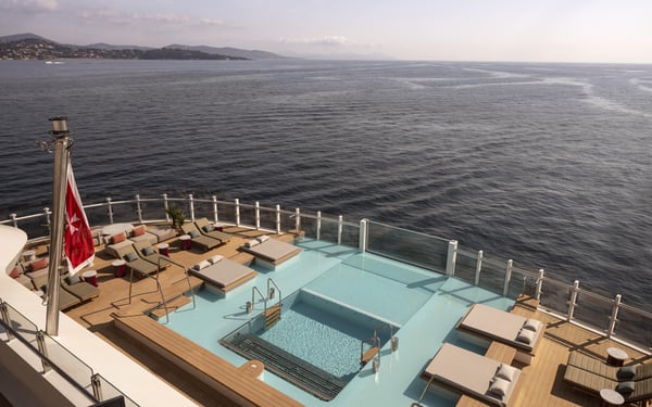 beach house pool on Ilma, The Ritz-Carlton Yacht Collection