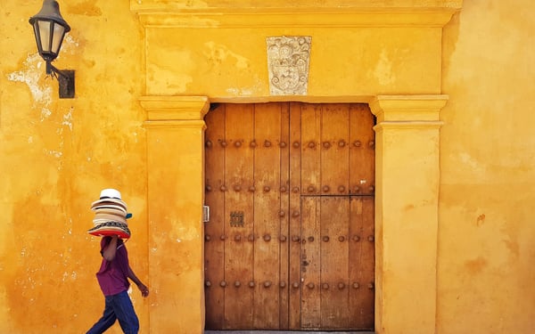 Hat seller in Cartagena, Colombia
