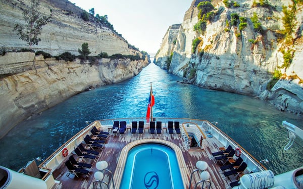 A SeaDream cruise on the Corinth Canal, one of the world's great canal journeys