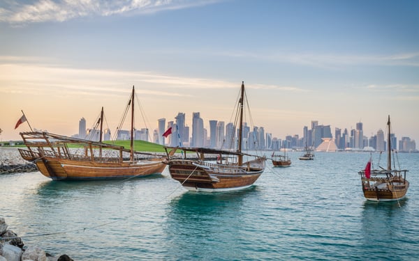 Dhows moored in Doha, Qatar