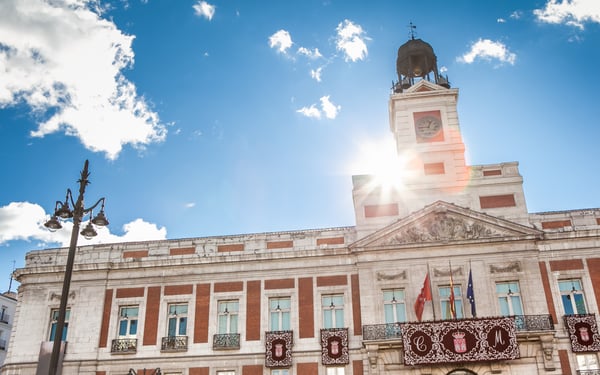 Clock tower in Puerto del Sol, Madrid