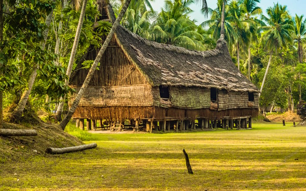Traditional house in Palembe, Sepik river, Papua New Guinea