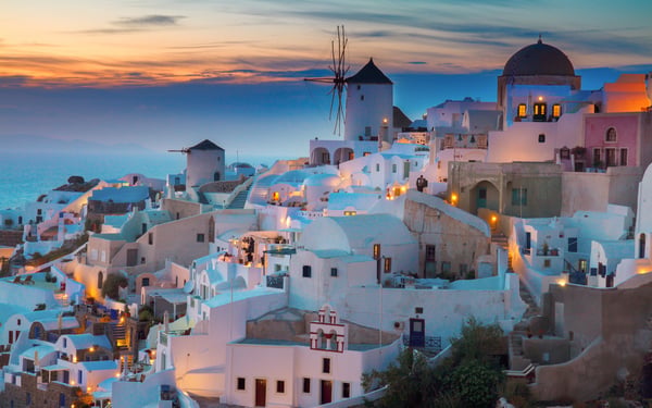 Sunset over Santorini, Greece