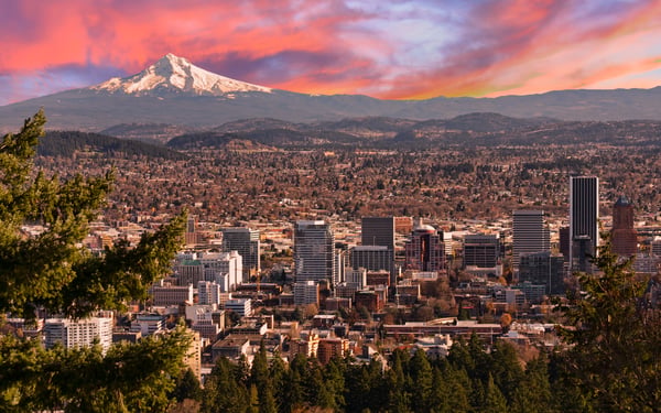 Sunrise over Portland, Oregon