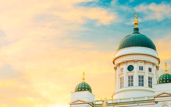 Helsinki cathedral at sunset