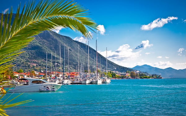 Nydri harbour on Lefkada island, Greece