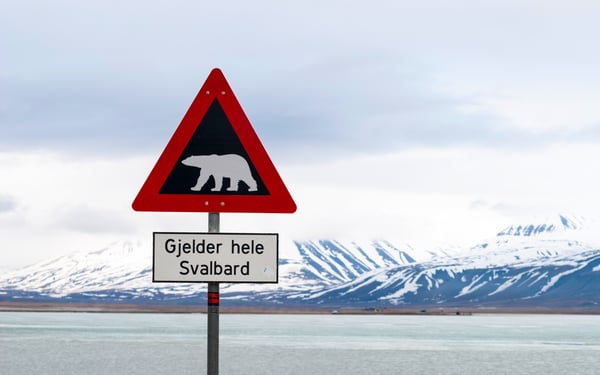 Polar bear warning sign, Svalbard archipelago