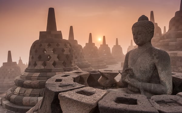 Sunrise over Borobudur, Indonesia