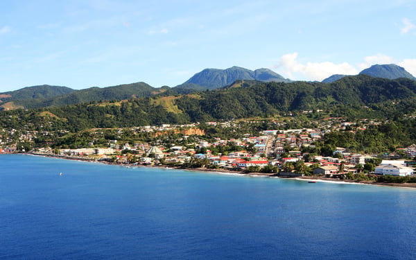 View of Roseau, Dominica from the sea