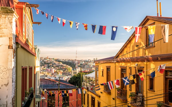 Colourful buildings in Valparaíso, Chile