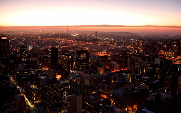 Sunset over Johannesburg, South Africa