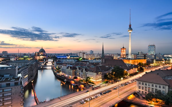 Berlin skyline at night