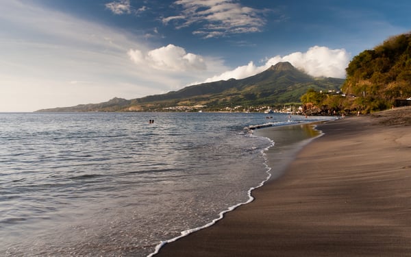 Black sand beach in Saint Pierre, Martinique