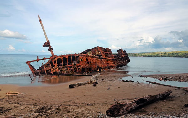 World War II shipwreck near Honiara, Guadalcanal, Solomon Islands