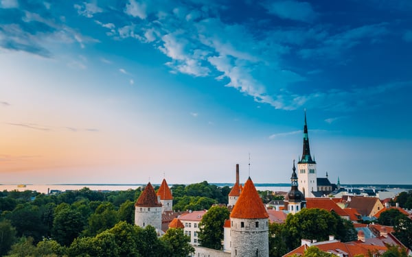 Tallinn skyline at night
