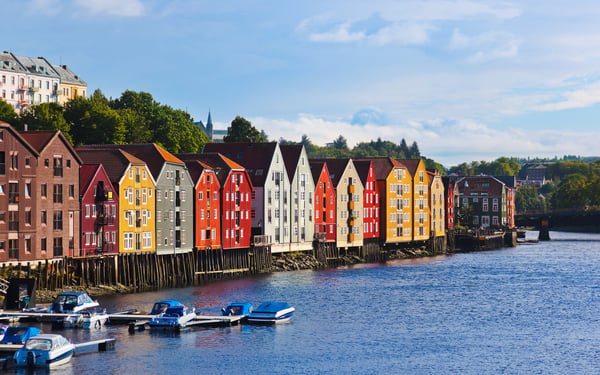 Waterfront buildings in Trondheim, Norway