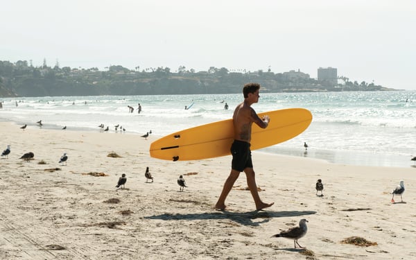 Surfing in San Diego, California