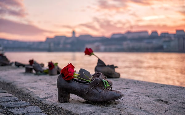 Shoe memorial on the Danube in Budapest, Hungary
