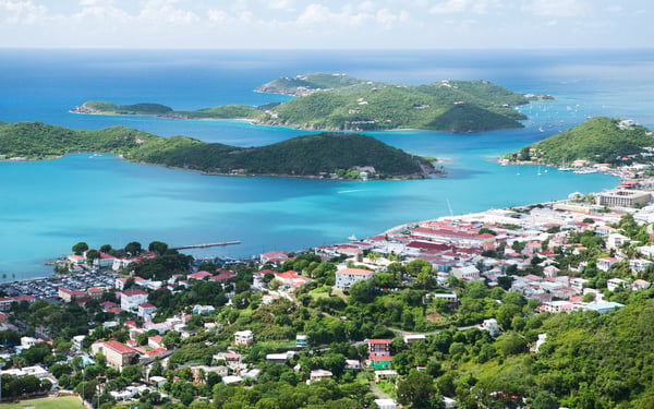 Aerial view of Charlotte Amalie, St Thomas