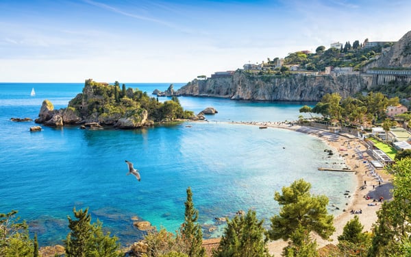 Isola Bella near Taormina, Italy, a stop on some Mediterranean cruises