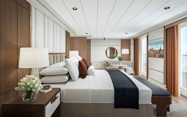 Rendering of the Owner's Suite on board Oceania Sonata, the new ship from Oceania Cruises