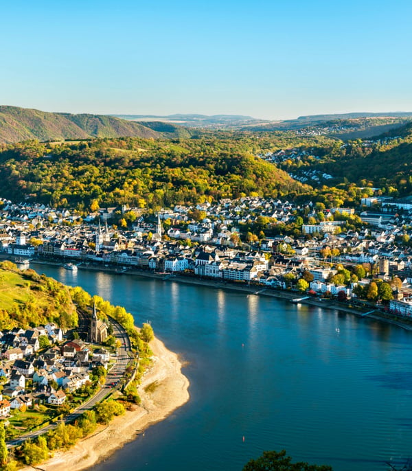 Filsen and Boppard towns on the Rhine