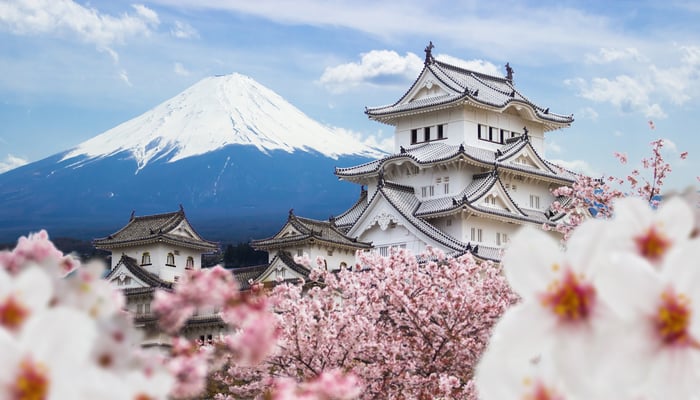 Himeji Castle and Mount Fuji, Japan