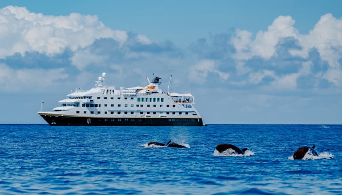 HX Expeditions' ship MS Santa Cruz II in the Galapagos. Image credit: Andres Mesias/HX