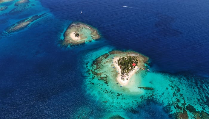 Aerial view of San Blas islands, Panama